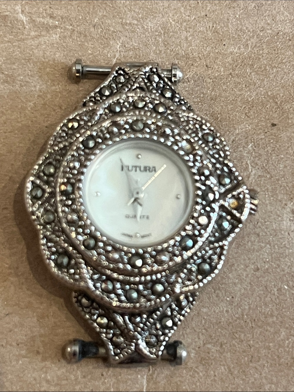 Futura Silver-Tone Marcasite Accent Watch no band